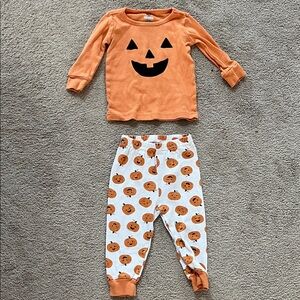 Kids Halloween Pumpkin Pajama Set - Orange and White
